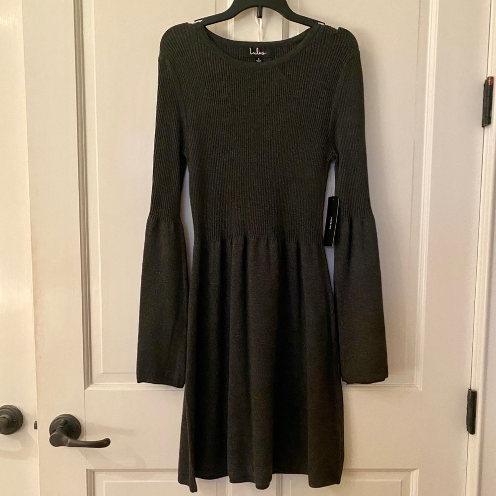 Bell sleeve sweater dress